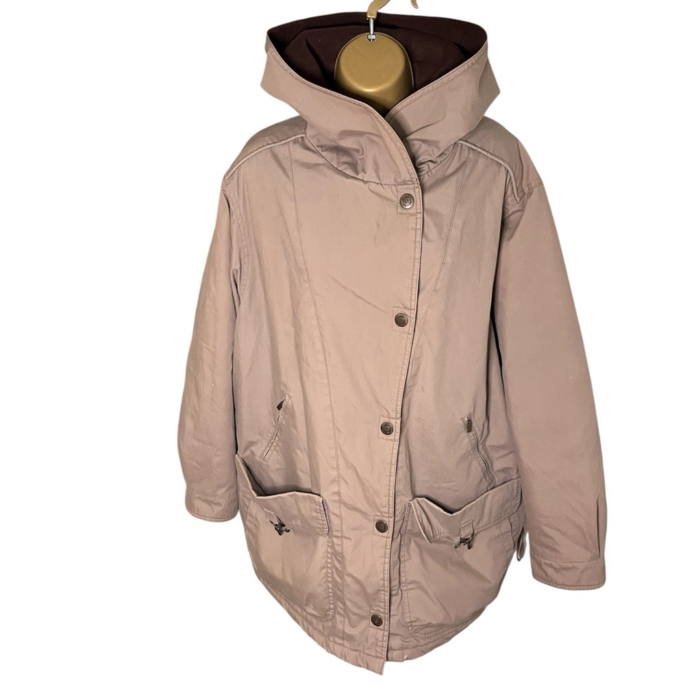 Vintage Y2K Faded Glory Asymmetrical Zip Hooded Parka Utility Coat Taupe 1X